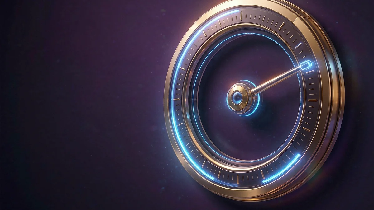 Glowing circular dial on a dark background